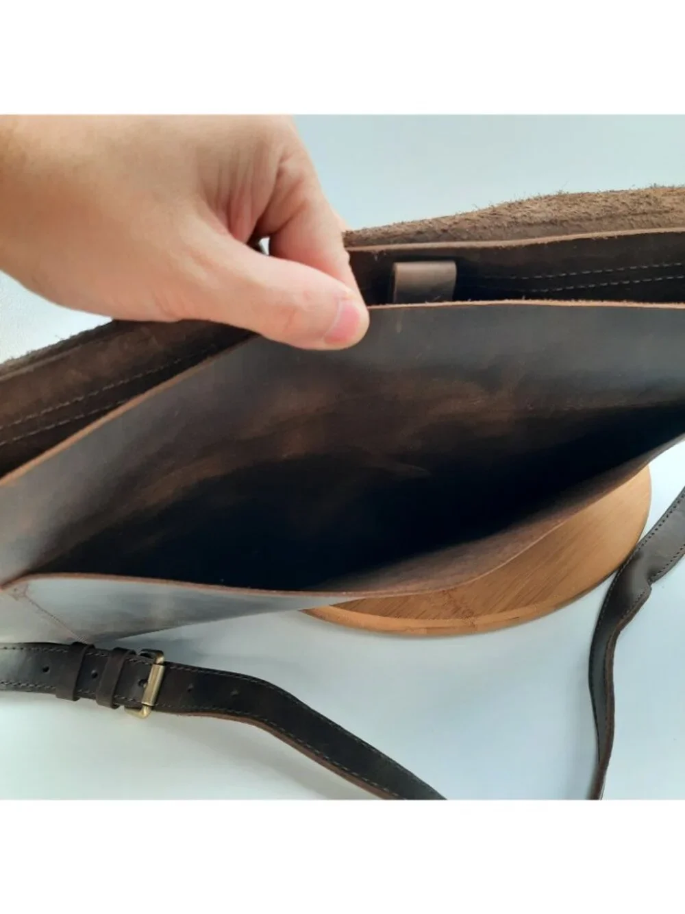 Handmade Leather Goods Brown Full Grain Messenger Bag Shoulder Strap USA 'JMM'
